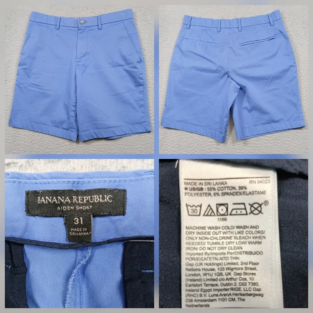 Banana Republic Aiden Shorts Mens‎ 31 Blue Stretch Chino Casual